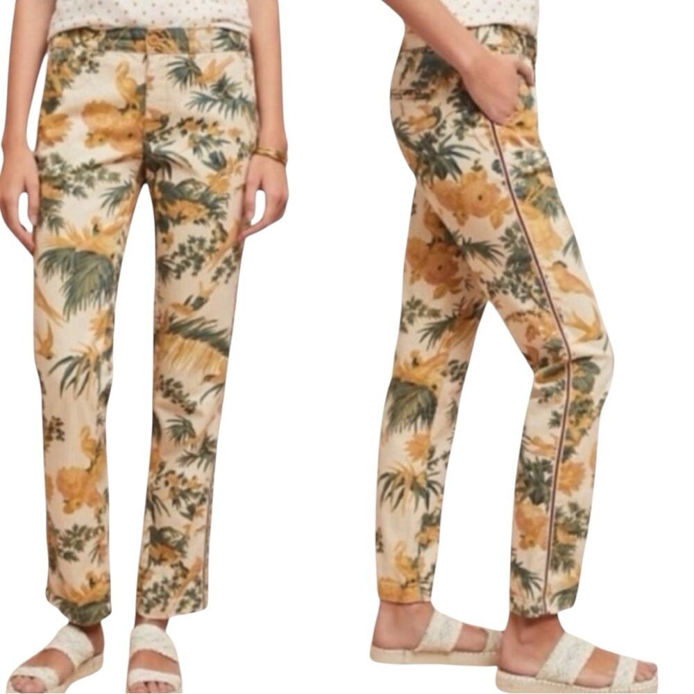 Anthropologie Relaxed Tropical Chino Pants Floral Print Pants Size 29
